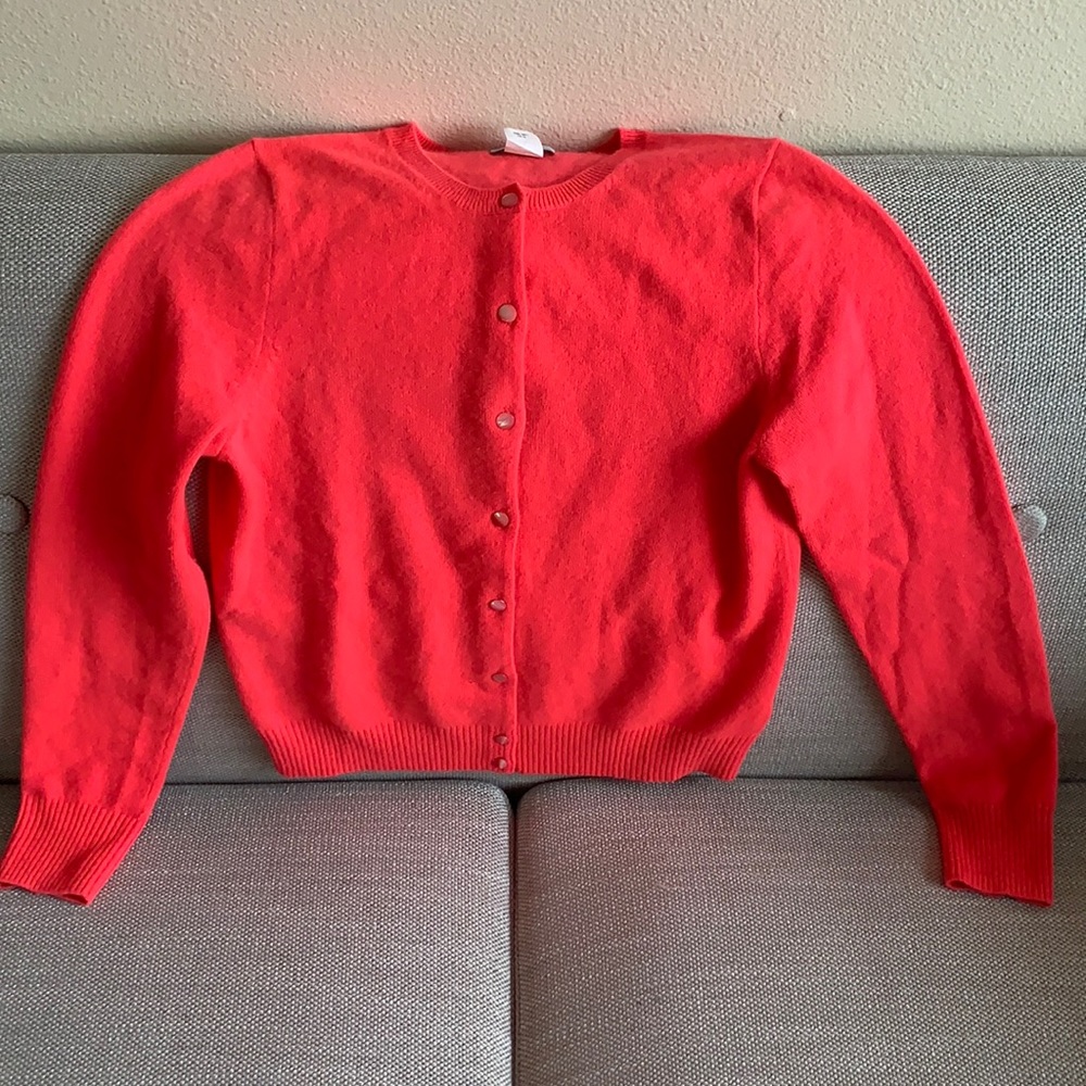 NWOT J.Crew Hot Pink 100% Cashmere Jackie Cardigan, size medium